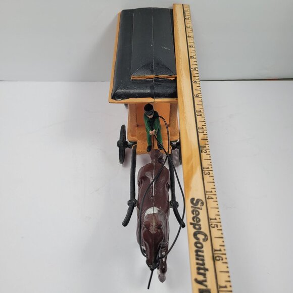 Vintage Cast Iron Horse Drawn Fruit & Vegetable Collectible Wagon with Figurine - Picture 11 of 11